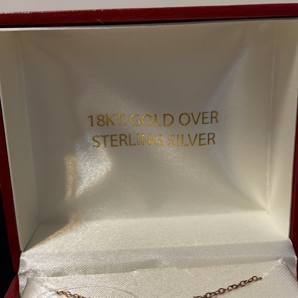 ✨ 18K Gold Over Sterling Silver Necklace with Genuine Stone & Diamond Accent - Picture 5 of 5